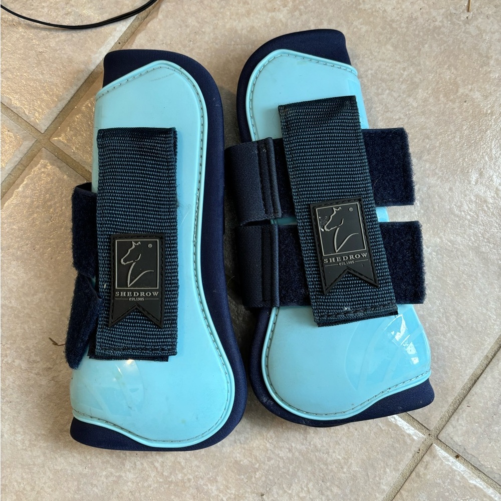 🐎Shedrow Blue Open Front Tendon Protection Boots